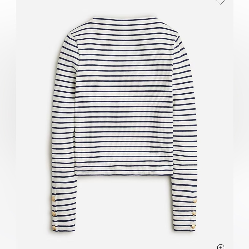 NWOT! J. Crew Vintage rib split-neck T-shirt with button cuffs in stripe